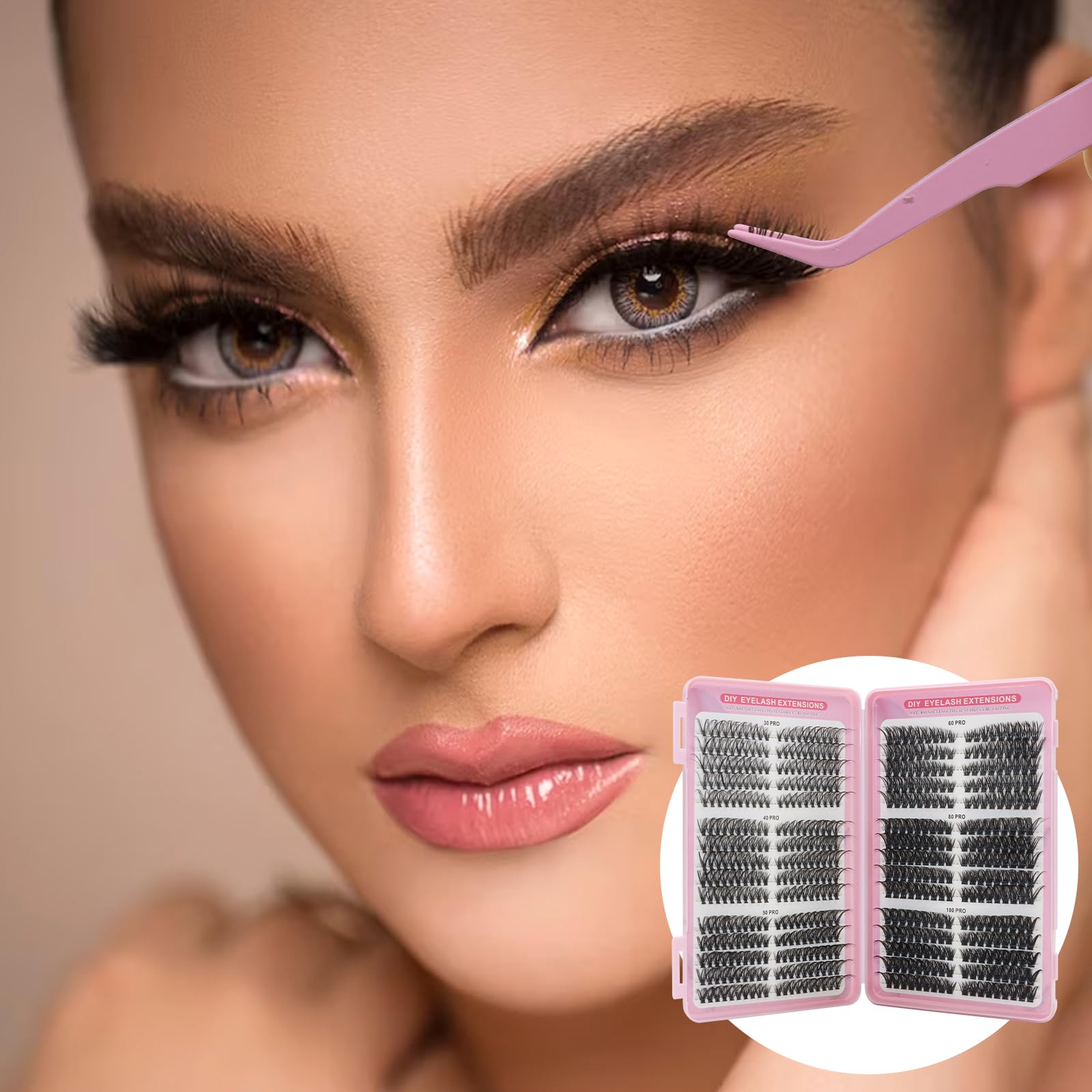 VEGCOO 570 Pezzi Ciglia Finte Ciuffetti Kit, 30-40-50-60-80-100D Curl Cluster Lashes, Extension Ciglia Eyelashes Naturali per Ragazze e Donne Principianti