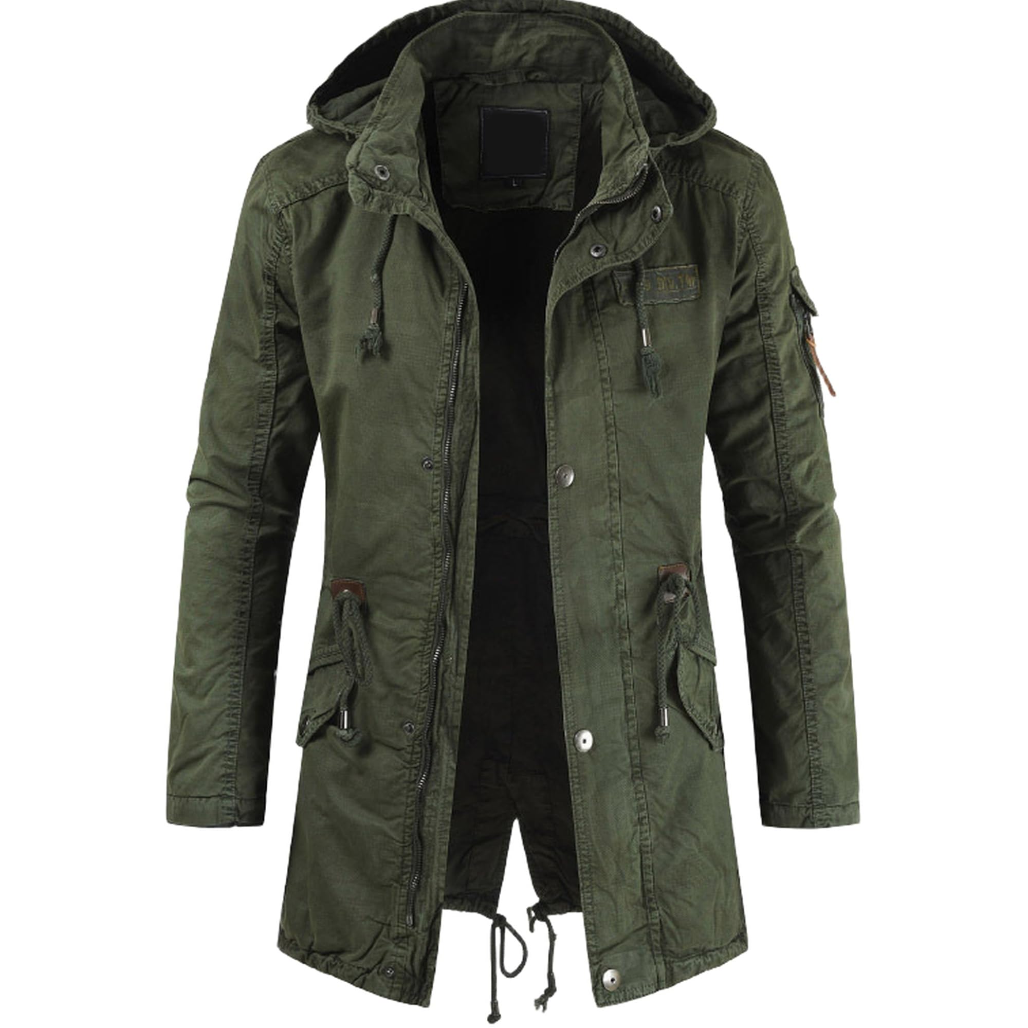 Parka militare leggero da uomo con cappuccio, giacca casual e multiuso.