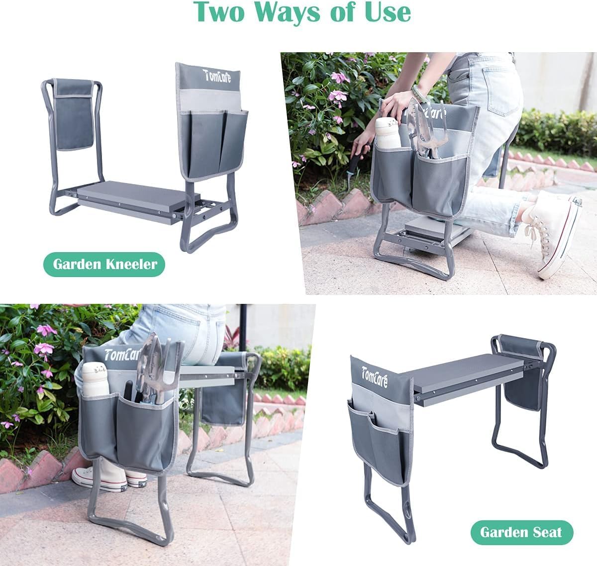 TomCare Garden Kneeler and Seat Larger Soft Kneeling Pad Garden Bench