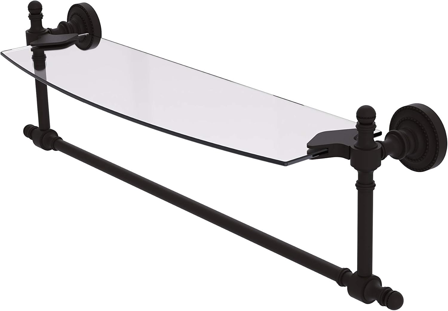 Allied Brass RD-33TB/18-ORB Retro Dot Collection Inch Vanity Integrated Towel Bar Glass Shelf, 18 Inch, Oil Rubbed Bronze