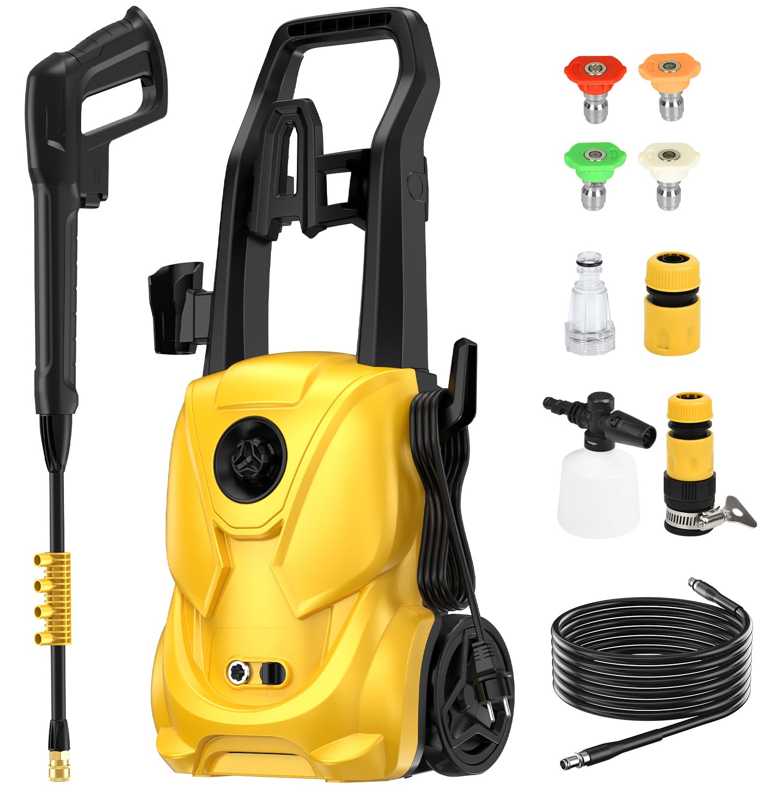 Idropulitrice Professionale da 2000 W, Motore Senza Spazzole, Portata 680 L/h, Pressione 180 bar, Idropulitrice per Casa, Giardino e Auto, Pompa in Alluminio, Tubo di Uscita da 5 m e Ugello Regolabile
