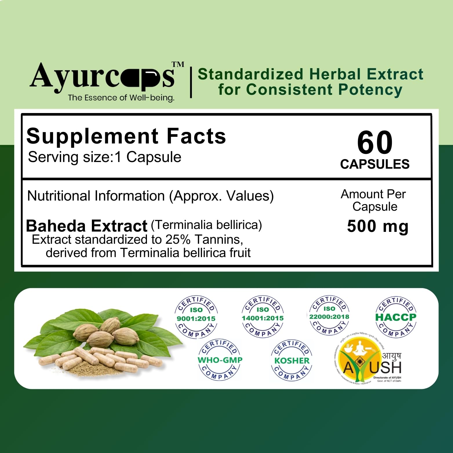 Baheda (Bibhitaki) 500 Mg Capsules | 60 Vegetarian Capsules | Ayurvedic Digestive Support | Herbal Detox Support | Respiratory Wellness | Rich In Antioxidants — Amazon image 5