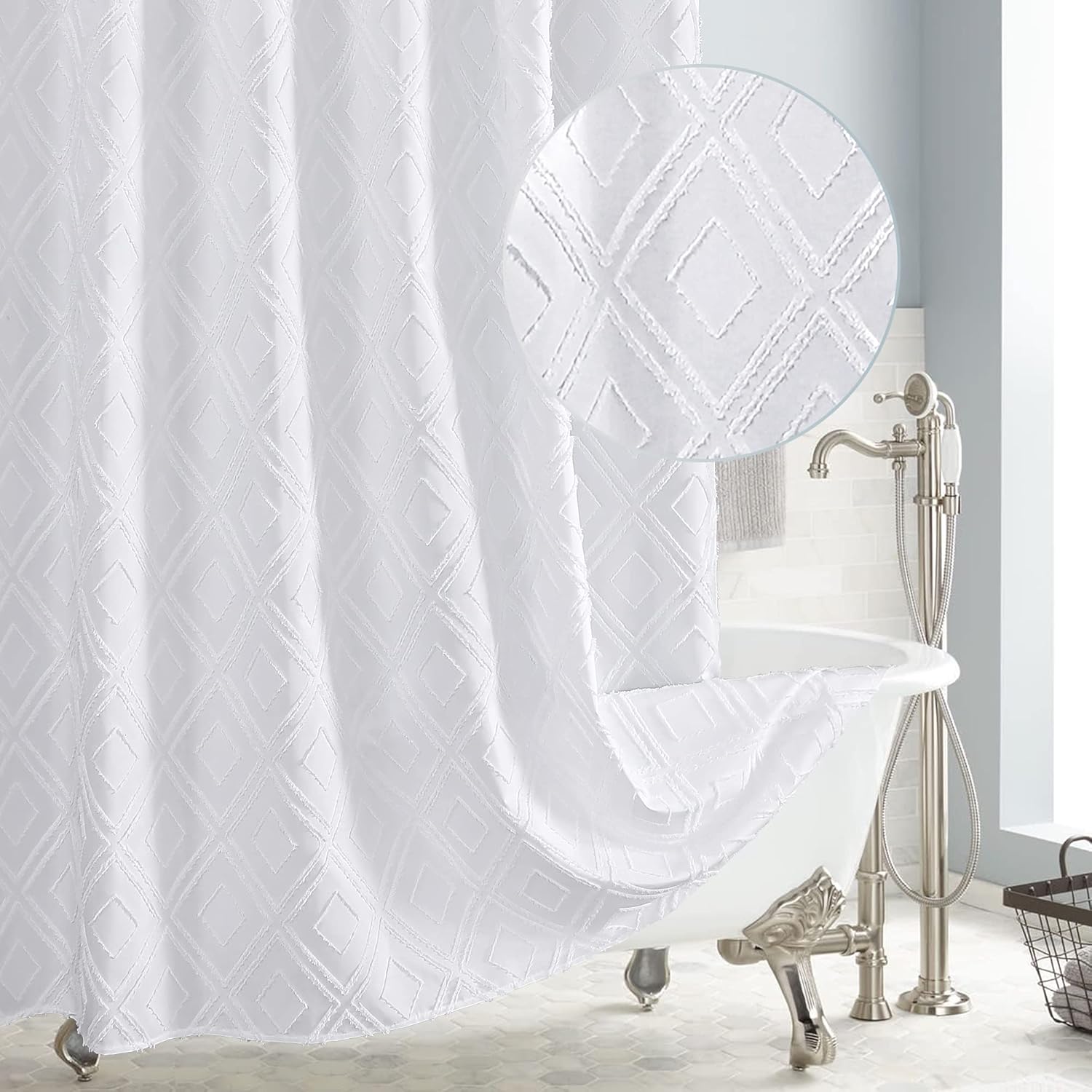 Gibelle Long Shower Curtain Liner 72x78 Inches - Purple Waterproof Fabric, 12 Hooks Included, Hotel Quality