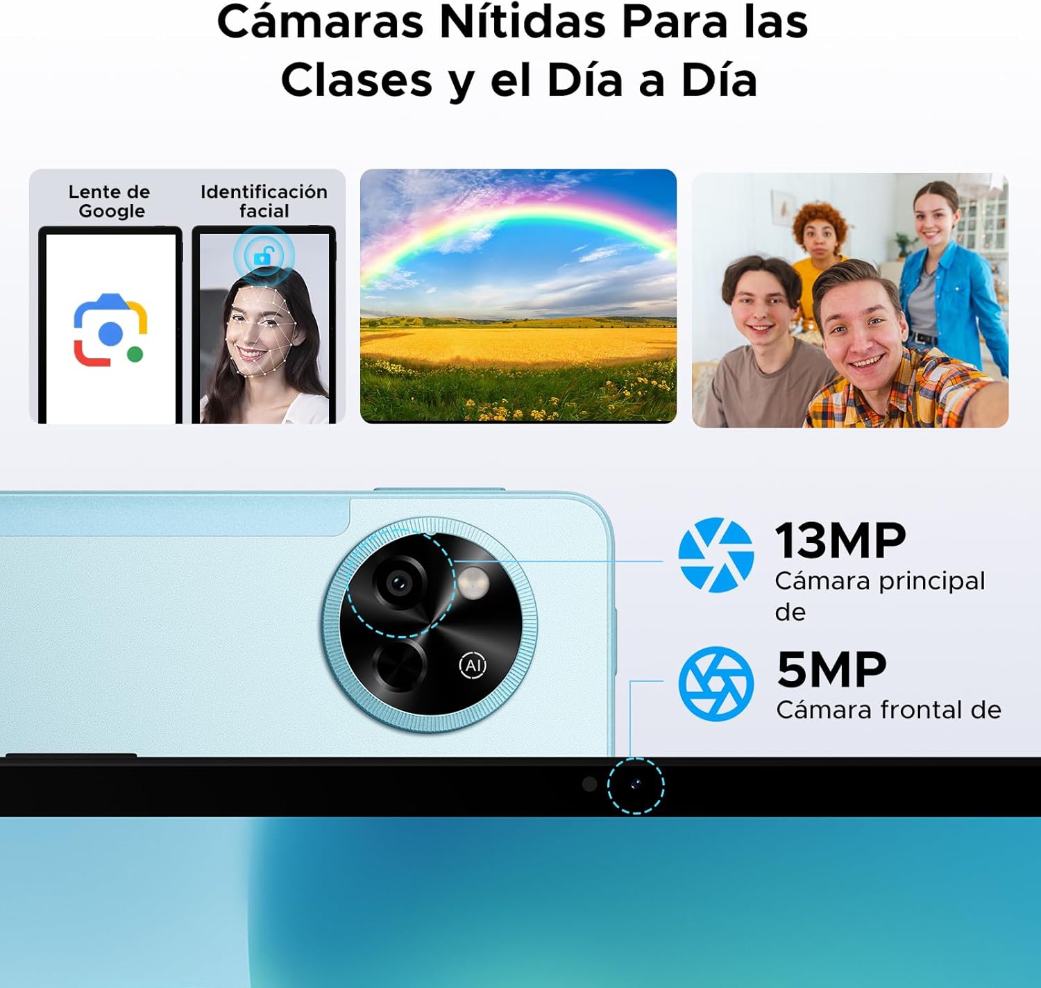P11 Android 16 Tablet 11 Pulgadas, 48GB RAM + 128GB ROM/2TB TF, 90Hz, T7250 Octa-Core, 8800mAh, 13MP+5MP, Gemini AI, Widevine L1, Face ID, GPS, OTG, Doble altavoz, Tablet con Teclado y Lápiz, Azul 9