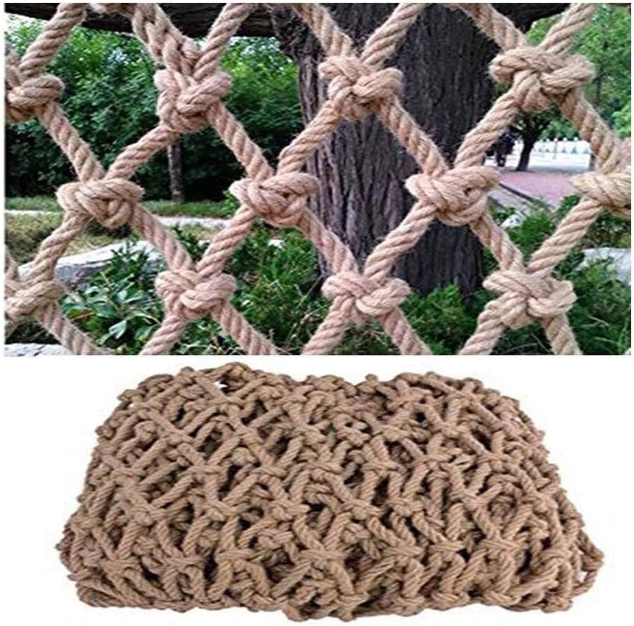 Outdoor Training Climbing Net for Kids & Pets, 12mm Hemp Rope Mesh, 12cm Spacing, 3x7m (10x23FT), Fall Protection Balconies, Stairs, Garden, Customizable Size(3X4M(10X13FT))