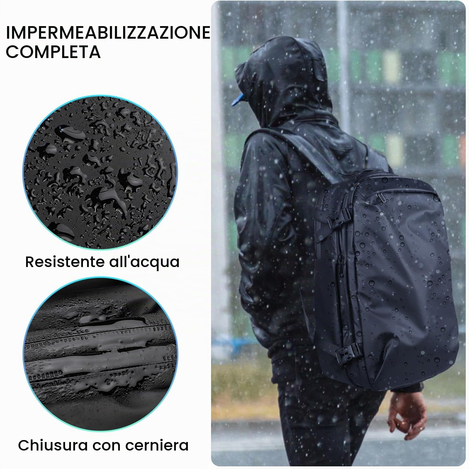 H.yeed Travel Backpack, Expandable 30L-60L Vacuum Backpack with USB&Type-C Charging Port and Pump, Waterproof Lightweight Business Rucksack, Wet Dry Separation, Fits 17.3 Inch Laptop