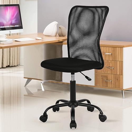 Silla de oficina de malla con soporte lumbar, silla de escritorio ergonómica, moderna, negra