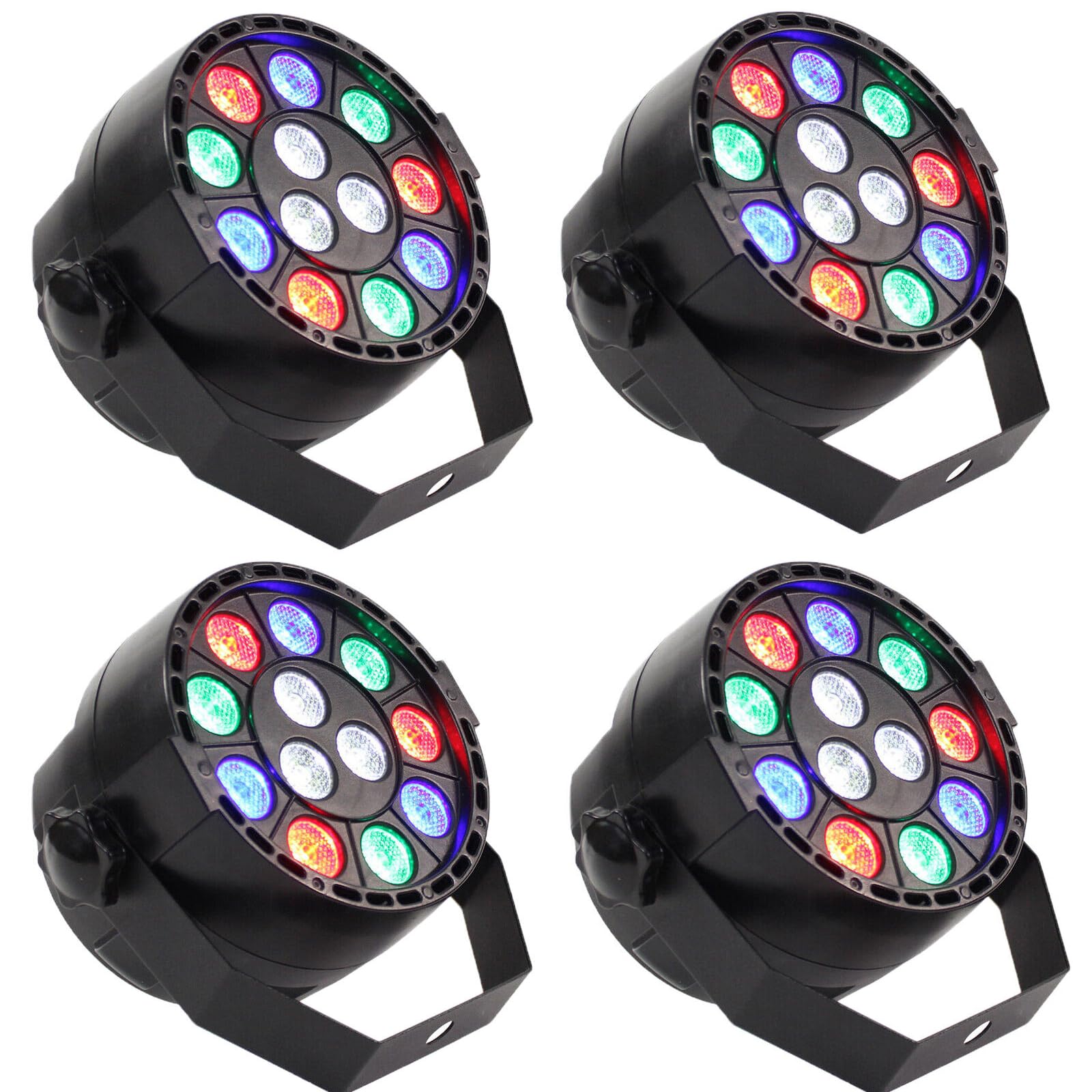 Luces de fiesta, 12 W LED PAR, luces DJ, efecto escenario, luz RGB, efecto de discoteca, efectos de iluminación por control remoto DMX (4 unidades)