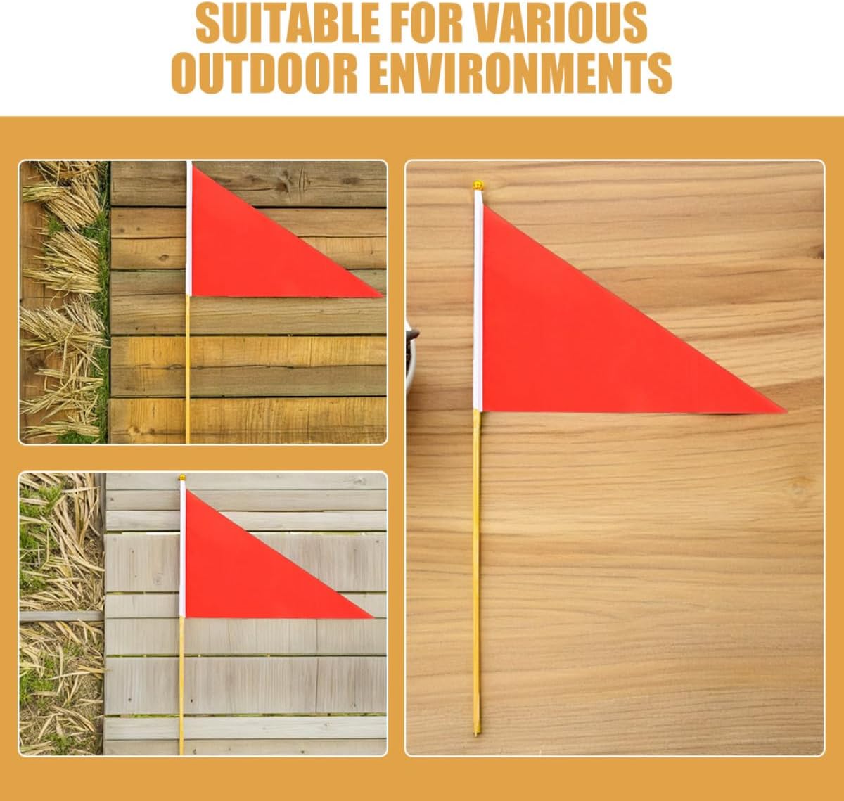 Gadpiparty 12pcs Red Triangle Marking Flags for Construction Sites and Lawn Irrigation, High Visibility Utility Flags for Garden, Sprinkler, and Outdoor Safety Markers