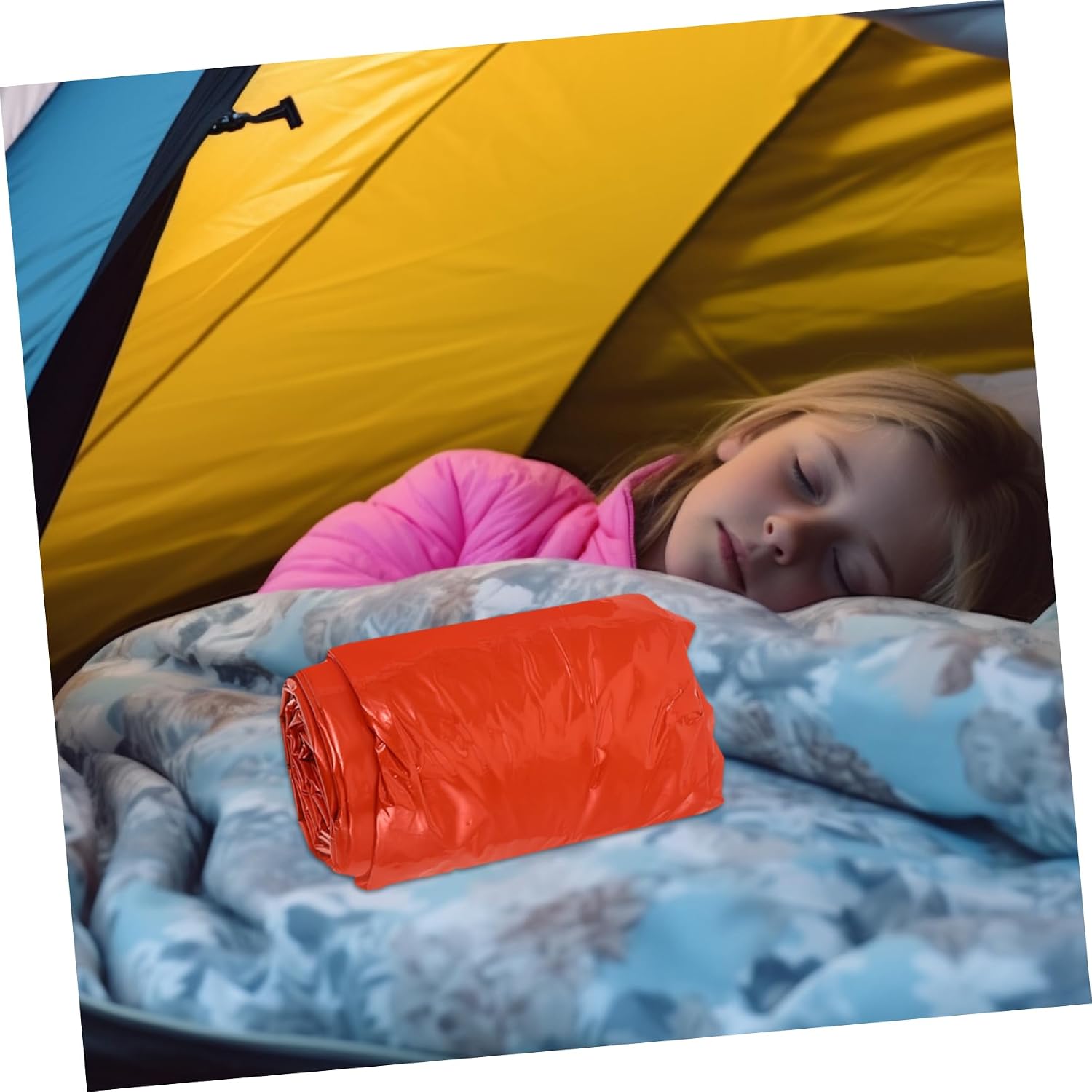 POPETPOP 1set Portable Thermal Sleeping Bag Drawstring for Emergency Camping Lightweight Sack for Adults Includes Compression Sack and Whistle