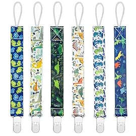 PandaEar Baby Pacifier Clips, 6 Pack Universal Holder Leash for Boys and Girls, Teething Toys Teethers
