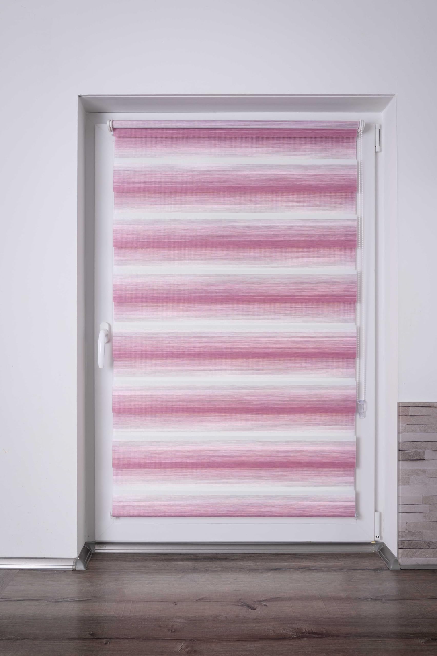 Khome K-Home® Klemmfix Doppelrollo Madrid ohne Bohren Farbverlauf Pink B130 x H150 cm – Bild 3
