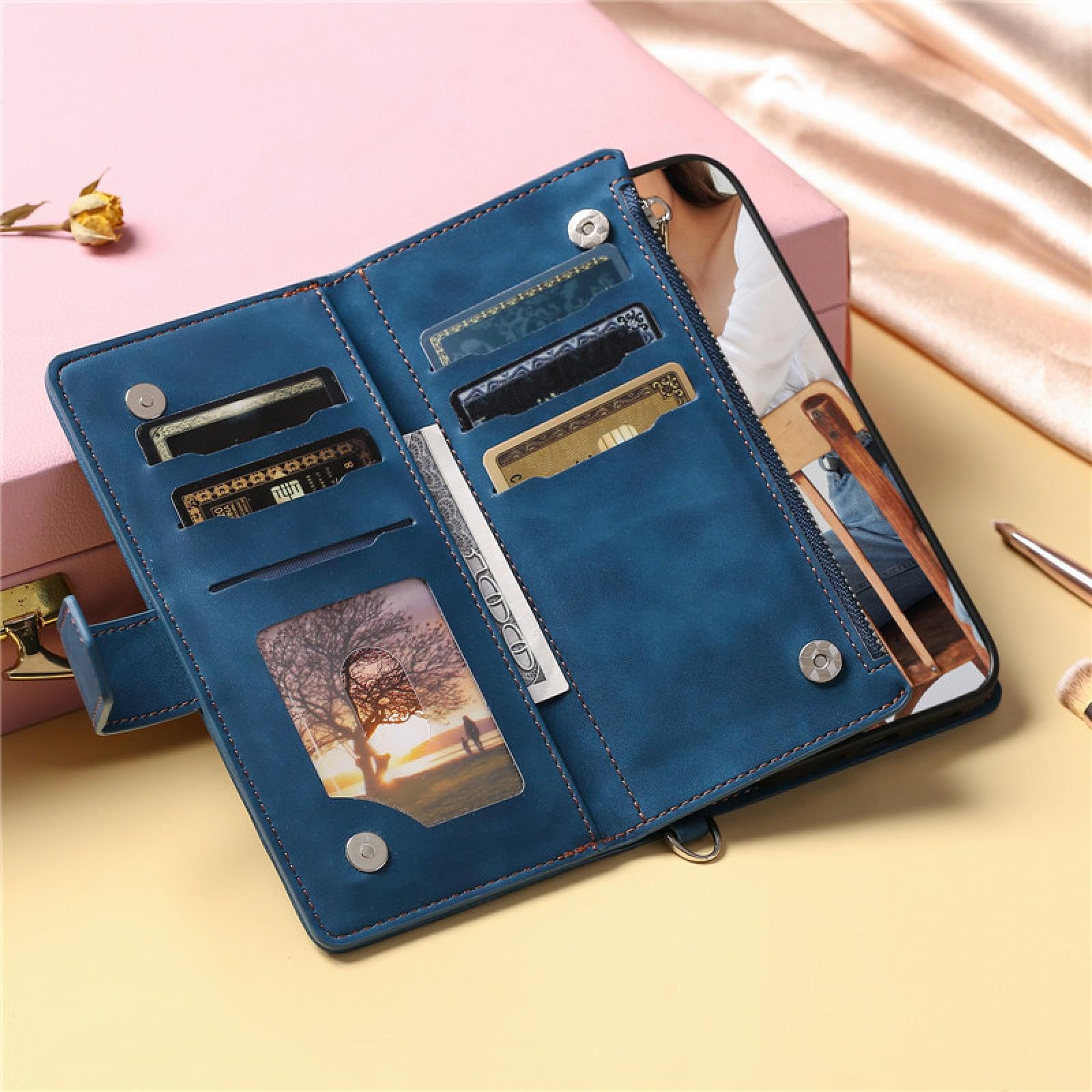 Étui Portefeuille en Cuir avec dragonne pour iPhone 7 (iPhone 8), Fermeture éclair, Porte-Cartes, dragonne (pour iPhone 7 (iPhone 8)/Violet)