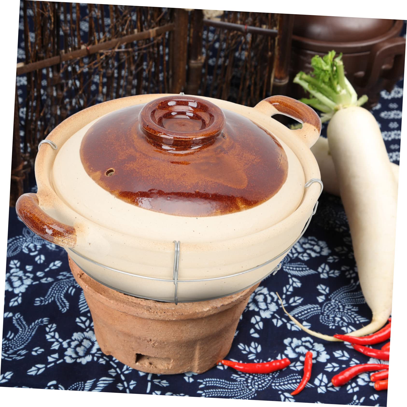 Sosoport Olla Doméstica de Barro Asa Única, Capacidad 0.5l, Transferencia Uniforme de Calor y Superficie Antiadherente para Guisar Comida en Cocina Casera