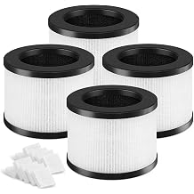 SAKEGDY TZ-K1 Replacement Filter Compatible with ToLife TZ-K1 Air Clean Purifier, AROEVE MK01 MK06 / Kloudi DH-JH01/FreAire KN-6391RGB,3-in-1 Filtration System with Extra 20 Aroma Pads. 4 Pack White