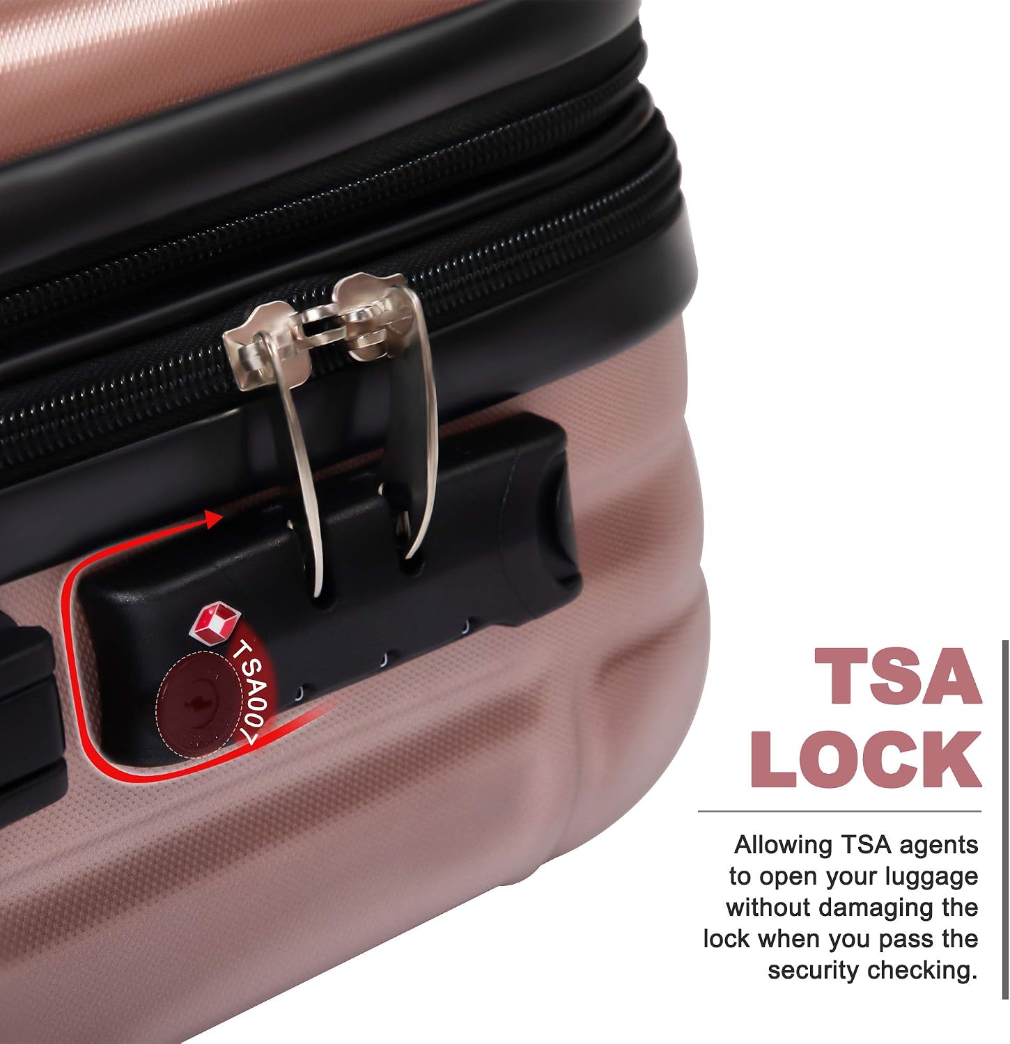 Sandinrayli Expandable Luggage Set, Hardshell Suitcase w/Spinner Wheels & TSA Lock - 3 Piece Set (20/24/28) (Rose Gold)
