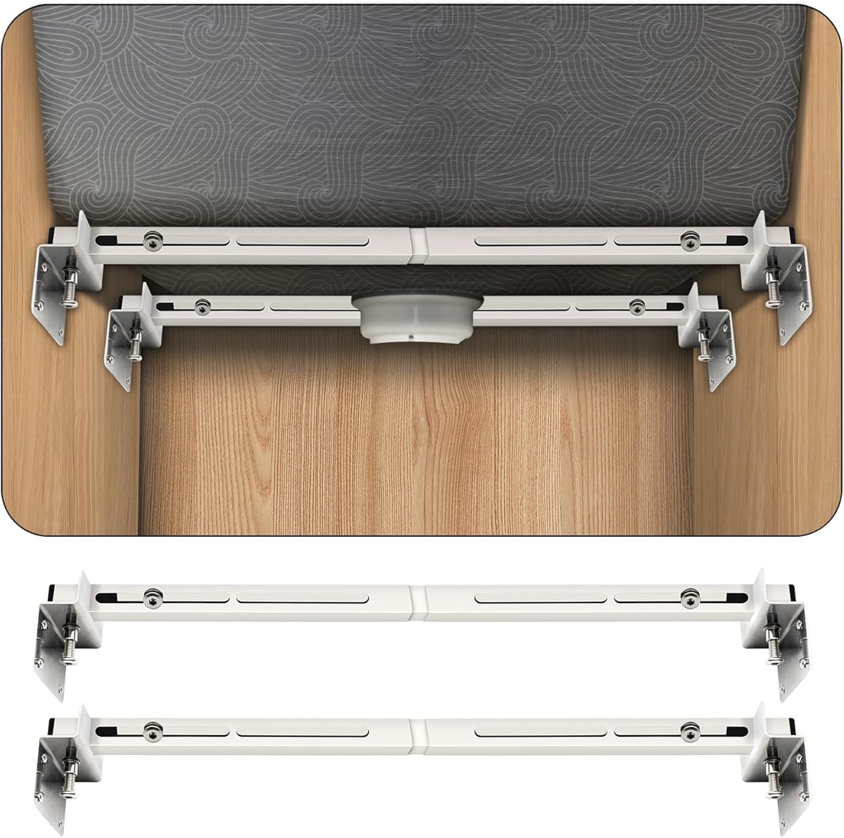 2-Pack Upgraded Undermount Sink Bracket, Undermount Sink Support Kit(Telescopic Length 20"-55"), Stainless Steel Horizontal Sink Bracket, Adjustable Support Pole for Kitchen Small Sink