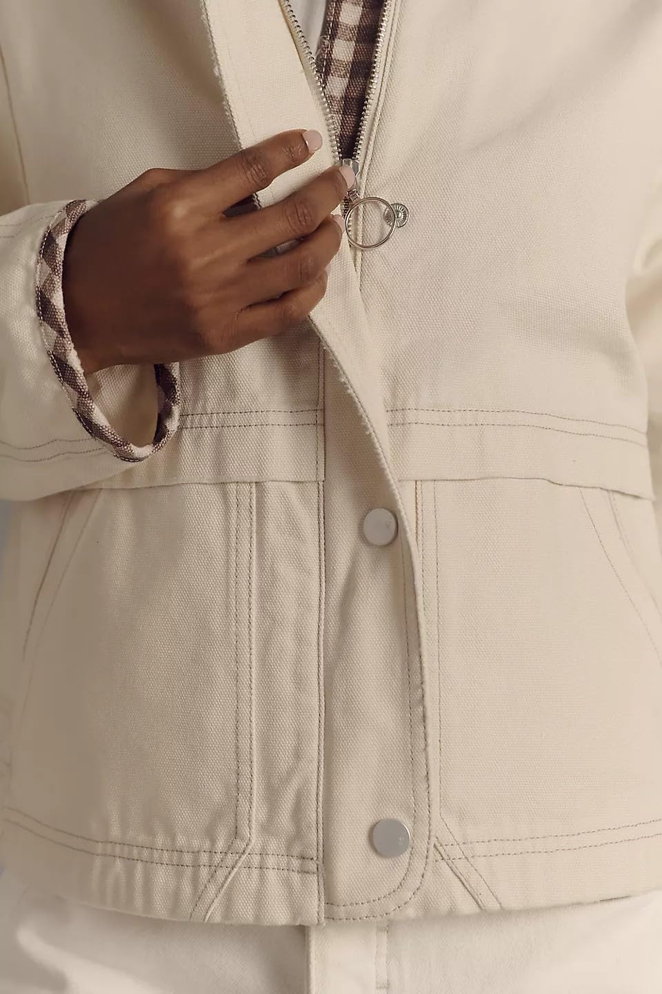 VAOYIU Women Casual Button Front Jacket Loose Plaid Cuffs Collar Trendy Coat with Pockets Spring Autumn Wear - Image 5