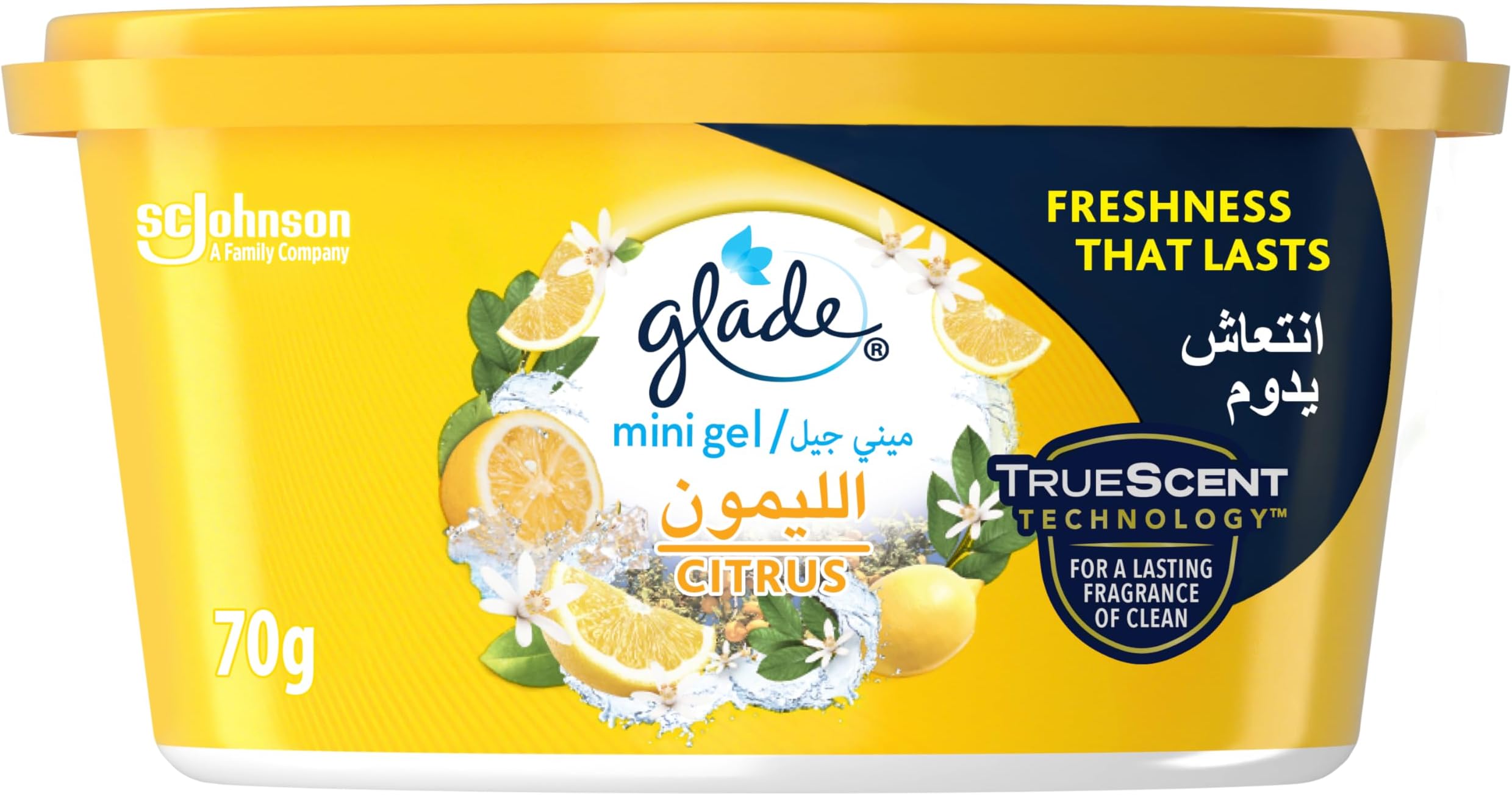 Citrus Mini Gel Air Freshener, Multiple Usage Areas, Freshen Any Room, 70g