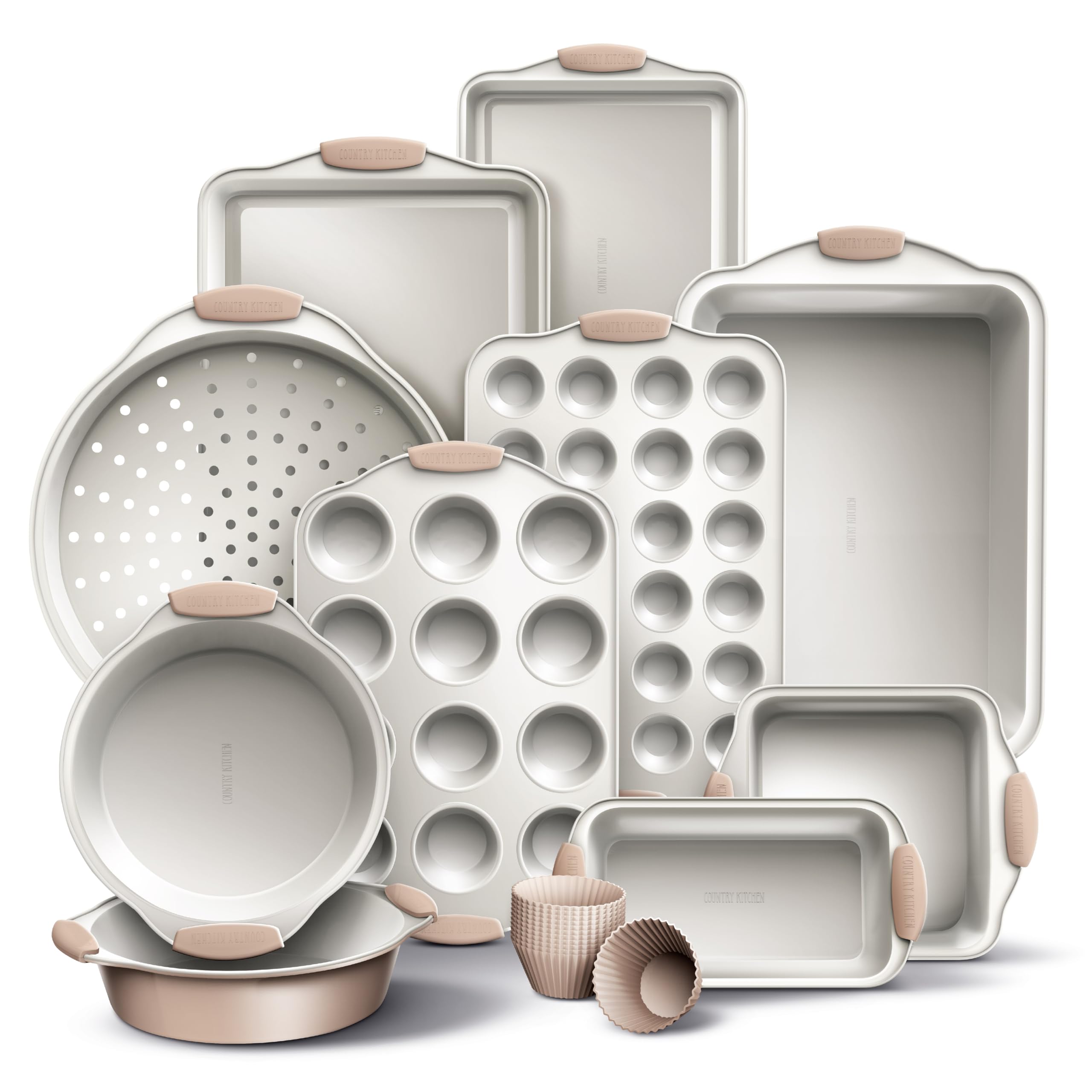 Country Kitchen Nonstick Stackable Bakeware Set - Durable, Easy Release Baking Set- 22 Pc. Includes...