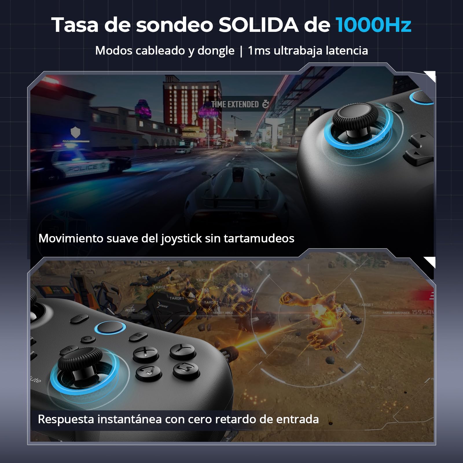 Controlador inalámbrico C6 para PC, controlador de juego Bluetooth, 1000 Hz Hall Triggers y Joysticks para Windows PC, Nintendo Switch Pro/OLED/Lite, Steam Deck, Android TV/Mobile, iPhone MAC y Tesla