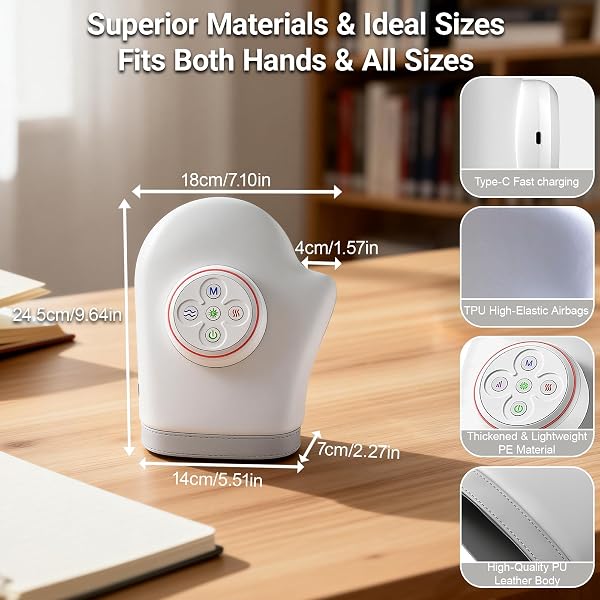 Hand Massager with Heat, 2026 Upgraded Cordless Hand Massager with 5 Intensity, 3 Modes & 3 Heat Levels for Hand, Wrists & Fingers, Timer & Rechargeable, Gifts for Women/Men - 4