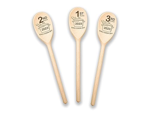 Miniatura 4 de Chili Cook Off Wooden Spoons Set Of 3 Chili Cook-Off Awards Champion Winner Event Prize Home Gifts Personalized Cook Off Trophy (3 Spoons)