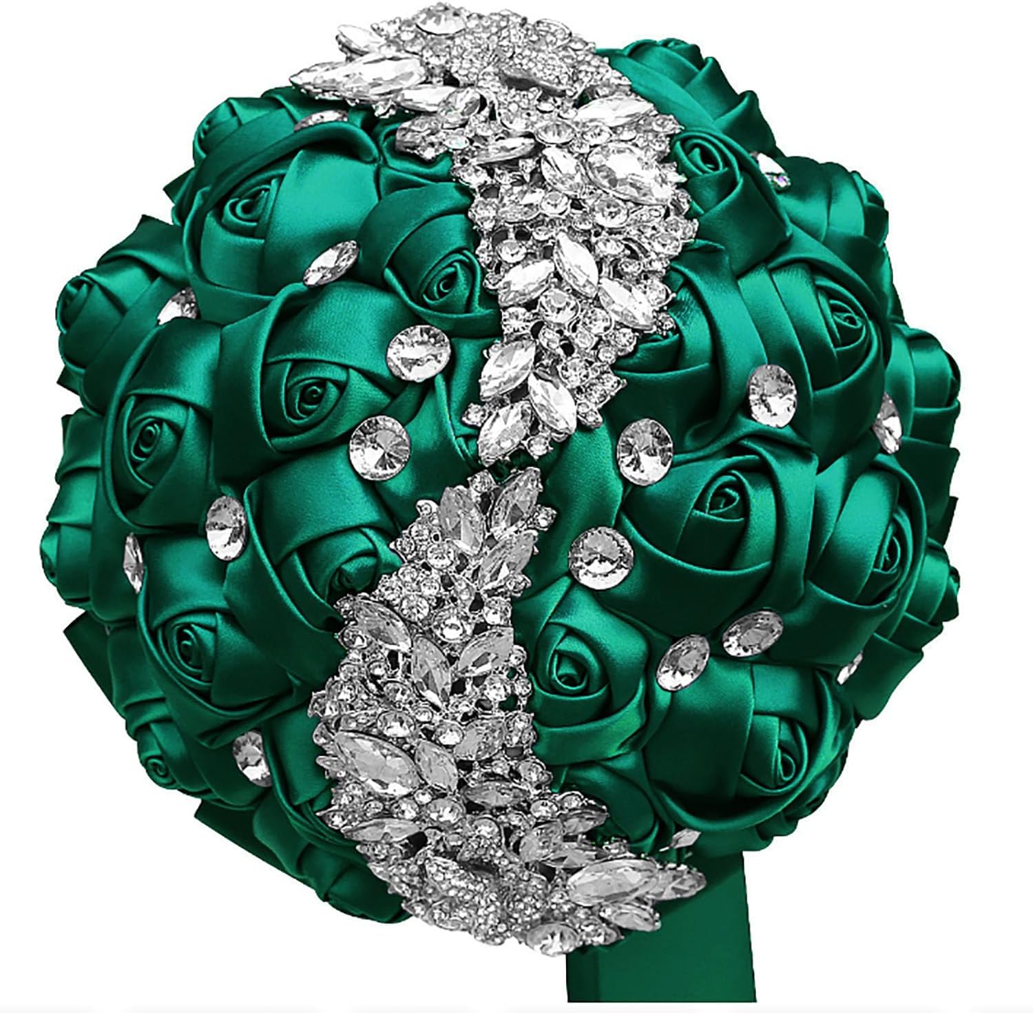 Handmade Wedding Bride Bridesmaid Bridal Bouquet Rose Holding Toss Artificial Flowers Bouquets with Satin Ribbon Rhinestone for Brides Wedding Celebration Bouquet Decor