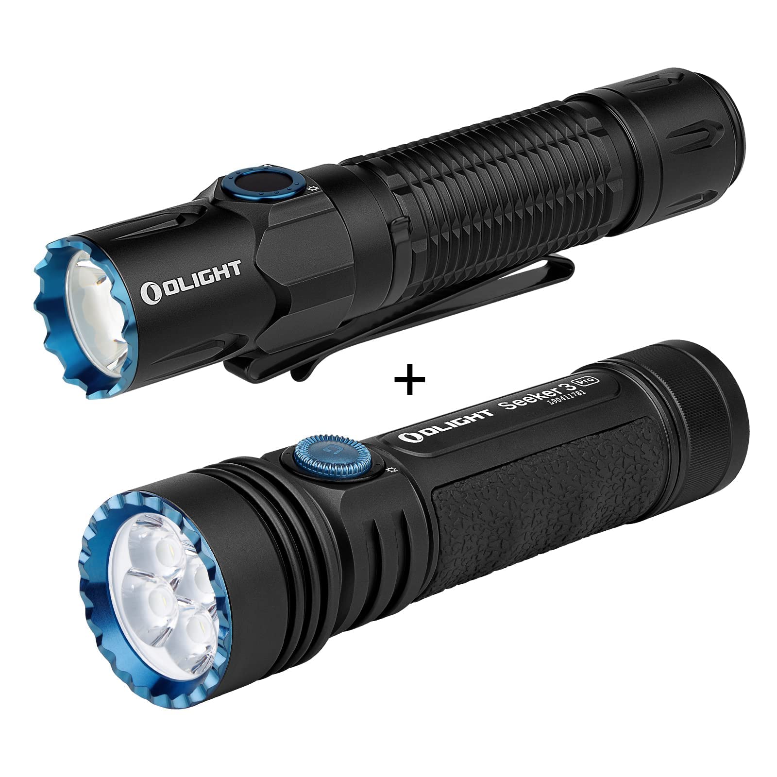 OLIGHT Warrior 3 2300 Lumens Dual Switches Tactical Flashlight with Seeker 3 Pro 4200 Lumens Ultra-B