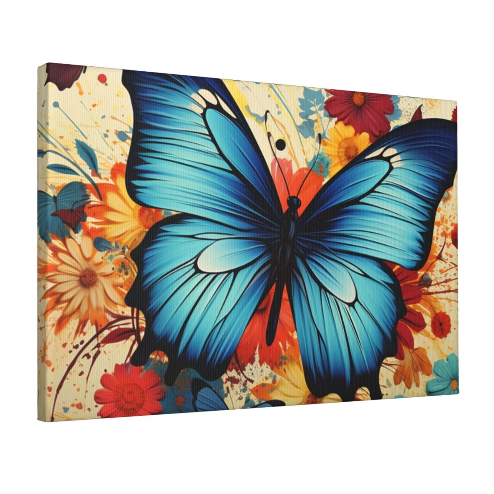 Canvas Wall Art for Living Room Wall Decor 12"x18" Modern Artwork Painting Pictures Hanging Canvas Prints Butterfly Aesthetic Wall Art for Bedroom Bathroom Office Wallart Decor