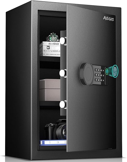 AEGIS Biometric Gun Safe with Silent Mode, 3.7 Cubic Feet Large Quick Access Security Safe with Fingerprint Scanner Money Safe Lock Box for Home Office Hotel