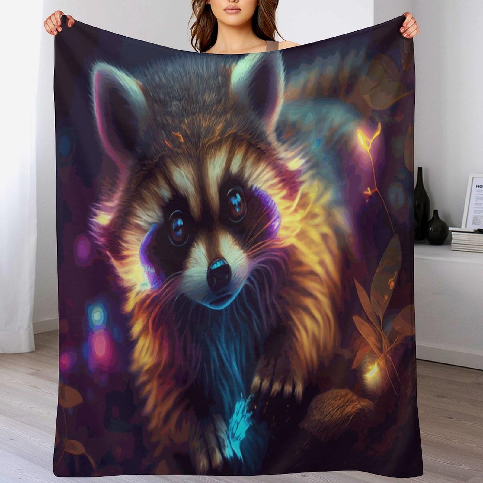 Couverture polaire flanelle haut de gamme 140×180cm drap de lit motif raton laveur