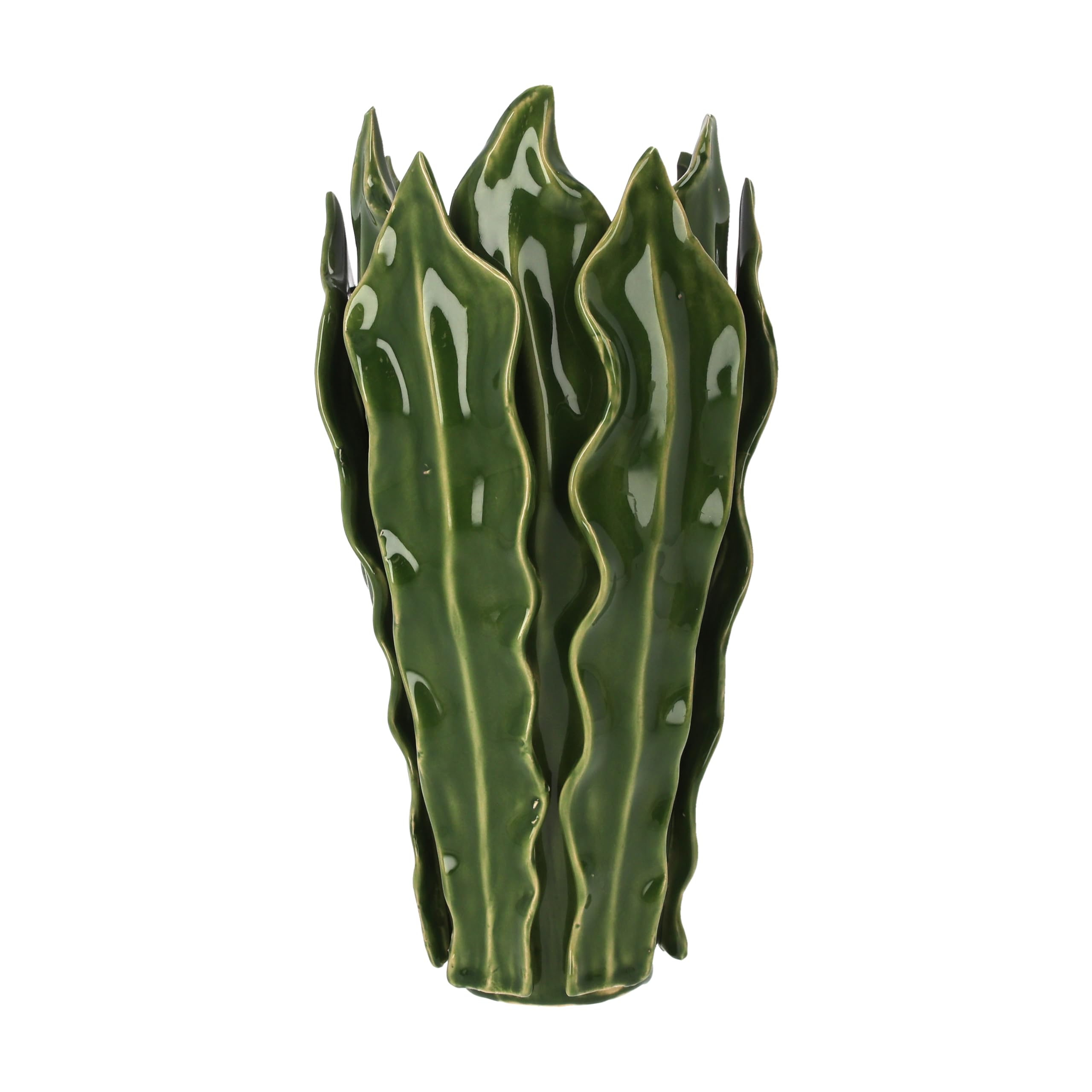 Vase en céramique verte et feuilles gravées pour votre décor intérieur