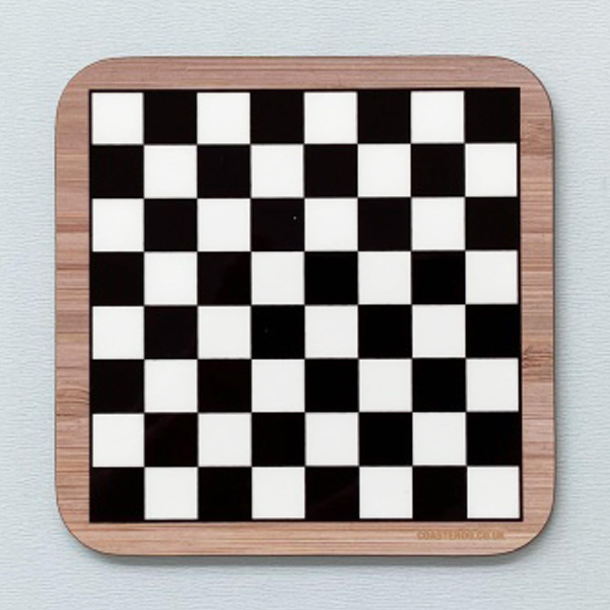 Coasteroo Chess / Chequers Game Board - Drinks Coaster - Hardboard - 9Cm X 9Cm - Gloss Finish