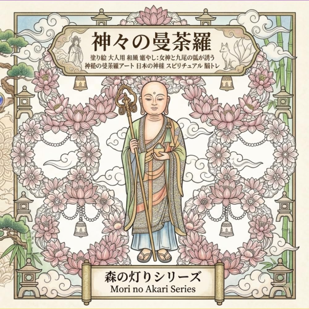 神々の曼荼羅: 塗り絵 大人用 和風 癒やし：女神と九尾の狐が誘う神秘の曼荼羅アート 日本の神様 スピリチュアル 脳トレ (森の灯りシリーズ)