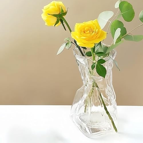 Miniatura 5 de Florero de cristal, florero de forma irregular, floreros decorativos artísticos para ramo, florero moderno para ramo de hogar, jarrón de centro de