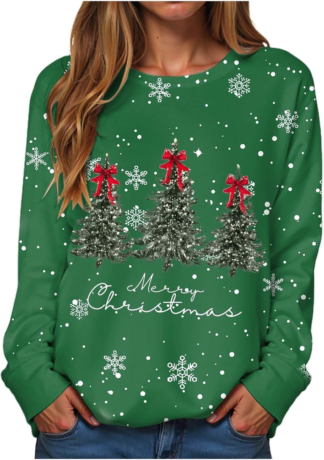 Lustiger Weihnachtspullover Für Damen – Mit Elch-Print, Rundhals, Langarm, Bequem Für Herbst, Winter & Weihnachtsfeiern