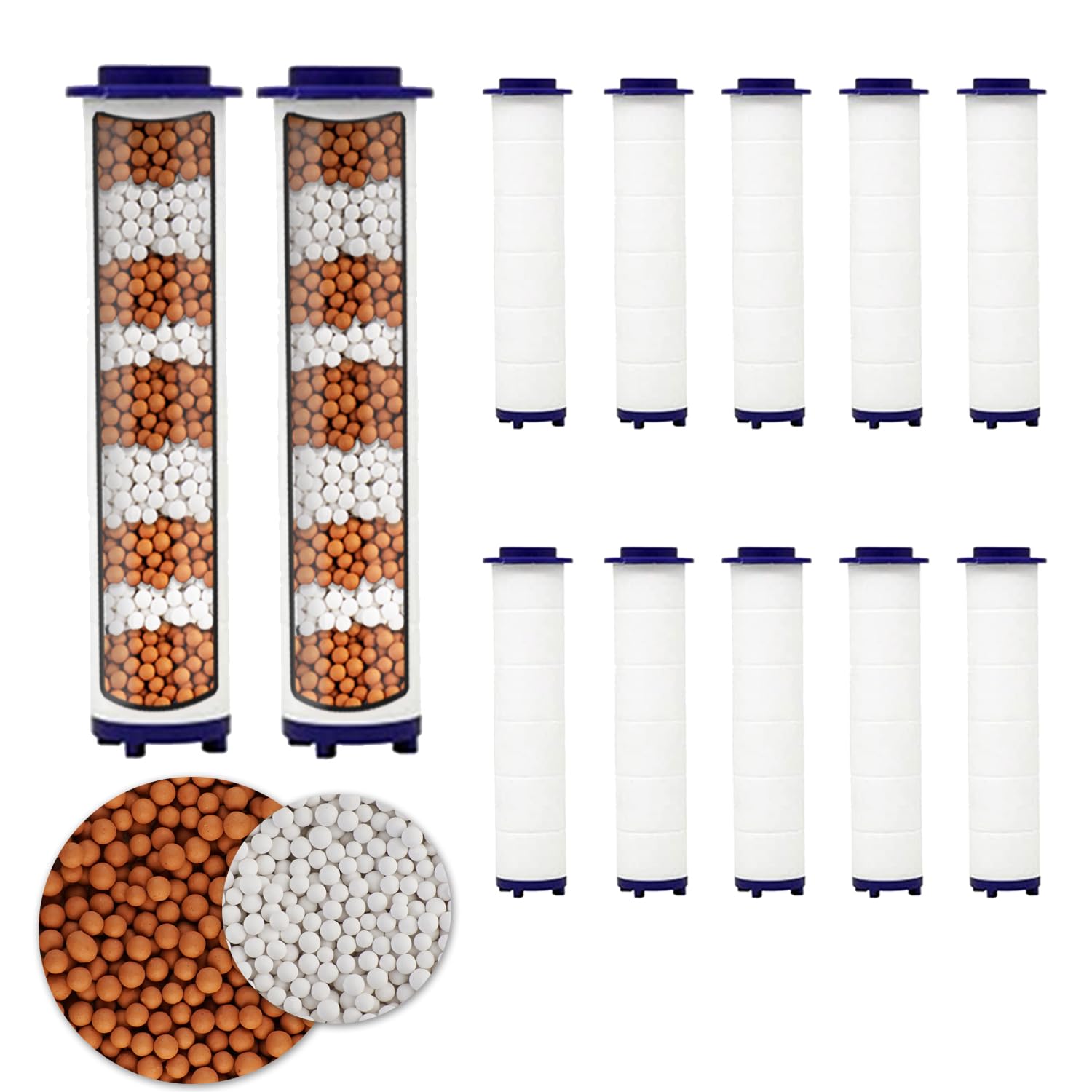 CWPW 12-Pack Shower Head Filters-PP Cotton -Removes Chlorine, Fluoride, Heavy Metals-Protects Skin, Hair & Scalp-Compatible with hydro, Turbo, Vortex, and Propeller Showerheads