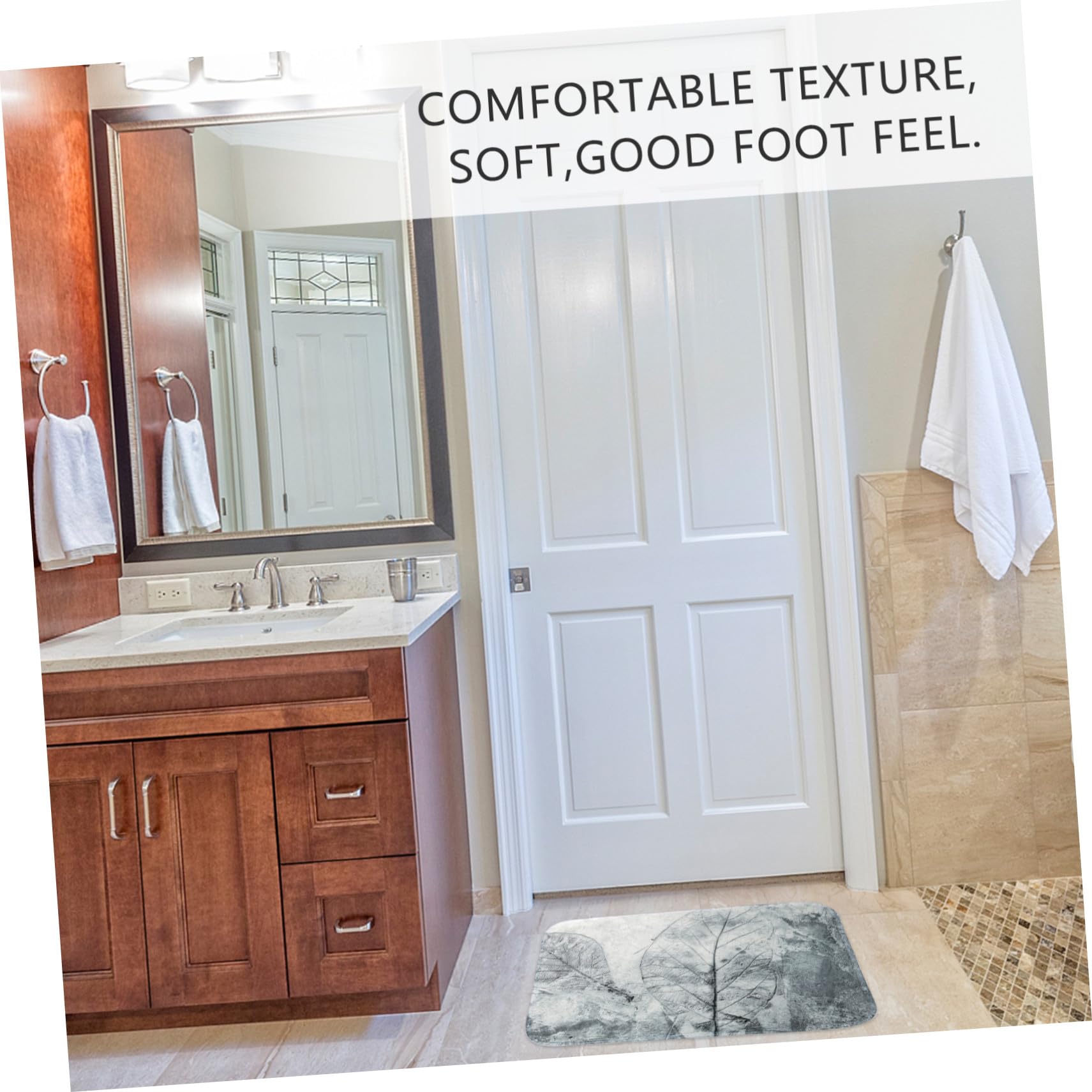 Toyvian Set 3 Pezzi Tappeti da Bagno Retrò in Poliestere Decorazione Foglie, Antiscivolo, Facile da Installare per Arredamento Bagno Casa
