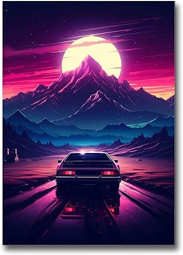 Miniatura 1 de Unique Synthwave Style Retro Art, 80s style art, framed poster print, guest room art, cool living room art, Framed Art Decor, Wall Art