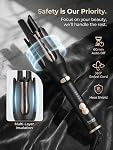 Automatic Rotating Curling Iron, 1 Inch Auto Hair Curler for Beach Waves, Dual Voltage Ionic Curling Wand, Anti-Scald Lightweight Hair Curler for Long Hair & Travel