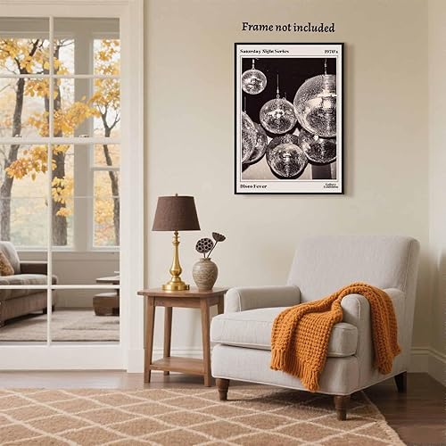 Miniatura 5 de LEKDRA Arte de pared de moda en blanco y negro retro de los años 70, Saturday Night Disco Fever Magazine, póster de revista Funky Feminist Bar Cart