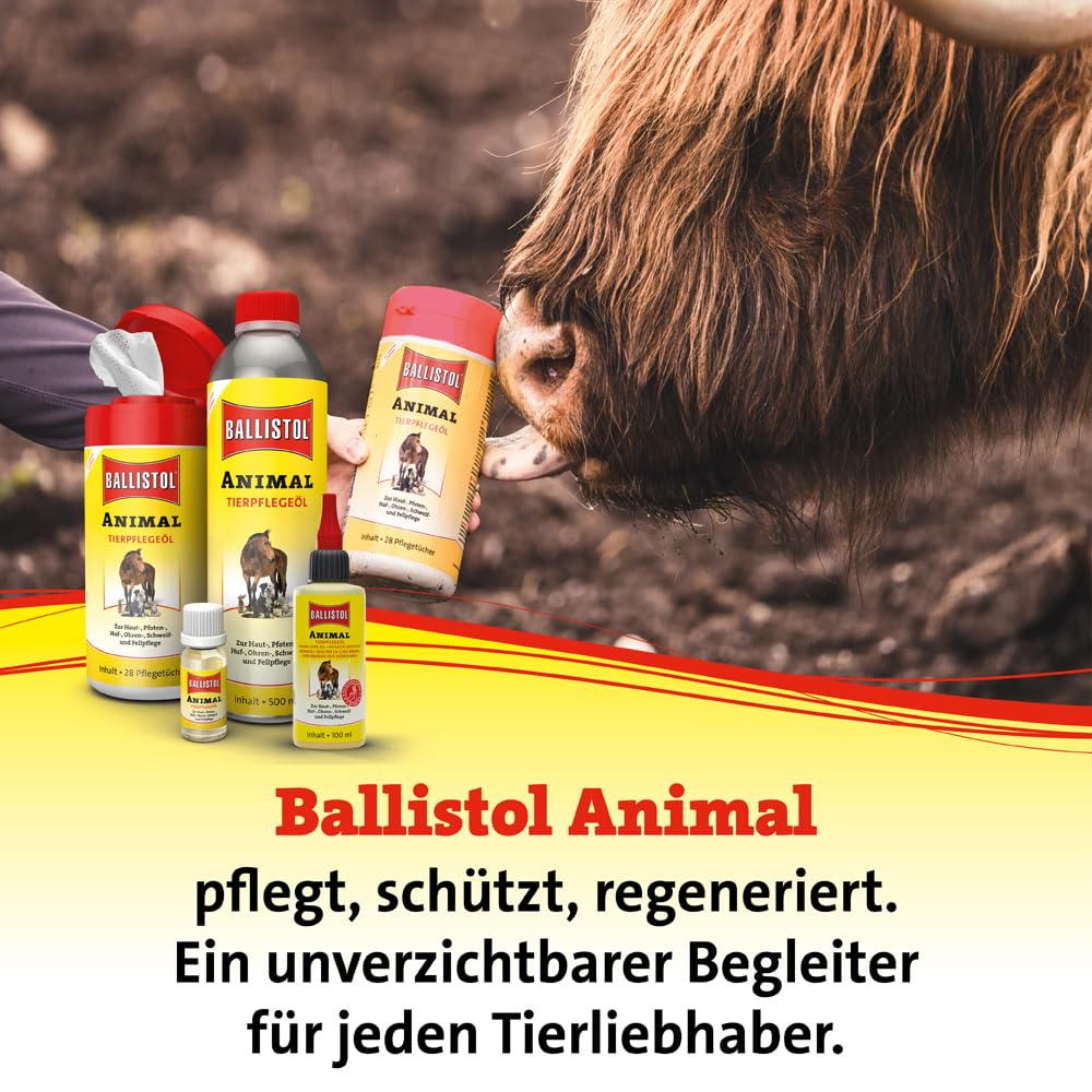Ballistol Unisex – Erwachsene Animal Tierpflege-Öl 500ml Dose, Farblos, 6 Stück | Flüssiges Tierpflegeöl, Huf-, Schweif- und Fell-Pflege für Hund, Katze, Pferd, Hof- & Haustiere, Hof