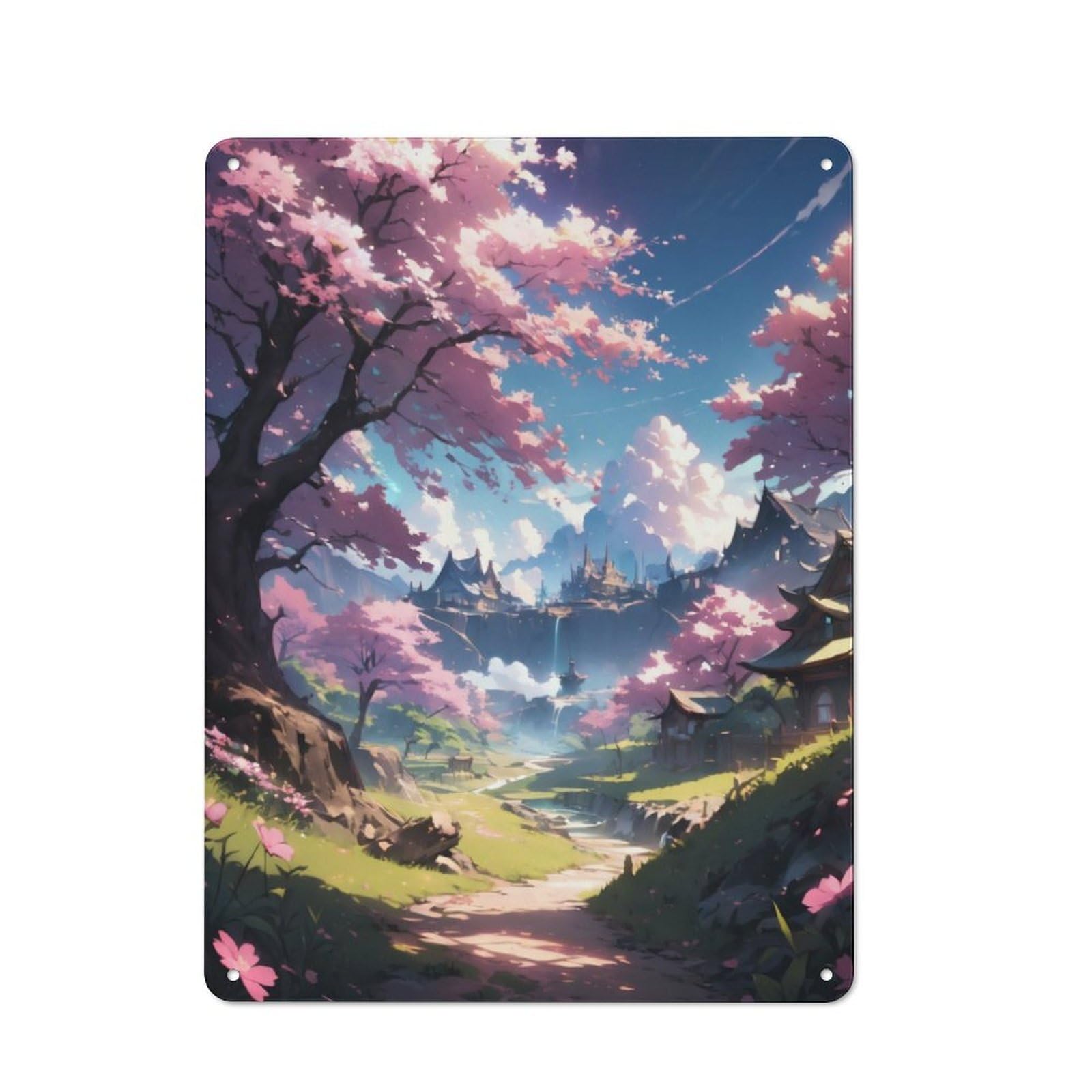 Junmoney Sakura Harmony Metal Plaque 40X30cm With For Workshop Wall, Retro Decor, For Garage, Workshop And Man Cave Decoration