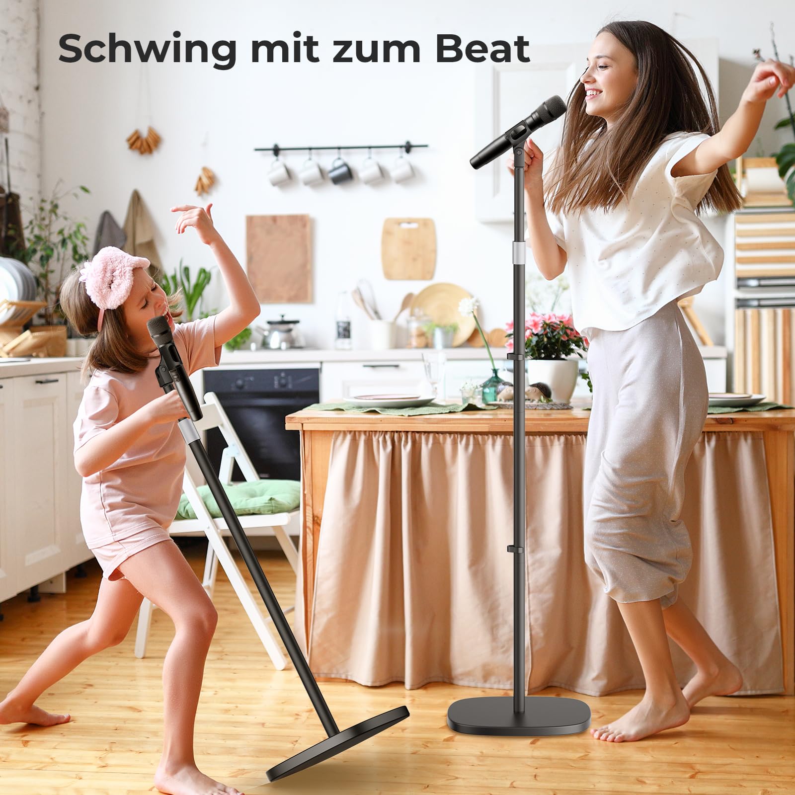 Mikrofonständer Universal, Höhenverstellbares Mikrofonständer boden mit robustem 2,35 kg Rundfuß, inkl. 2 Mikrofonclips und Adapter für Blue Yeti/Snowball/Shure SM7B/Samson Q2U/HyperX