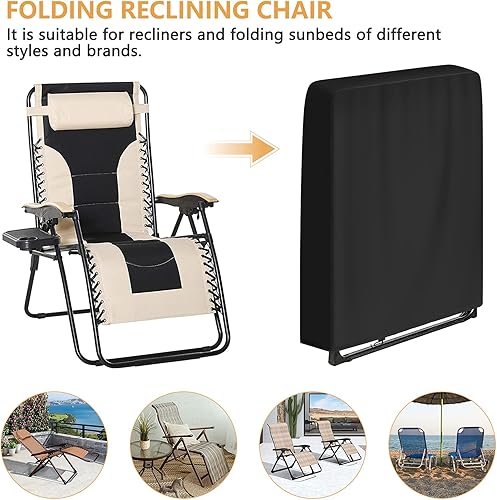 Miniatura 9 de Kovshuiwe Funda para silla plegable de gravedad cero para exteriores, impermeable, 420D, fundas de almacenamiento para sillas plegables para todo