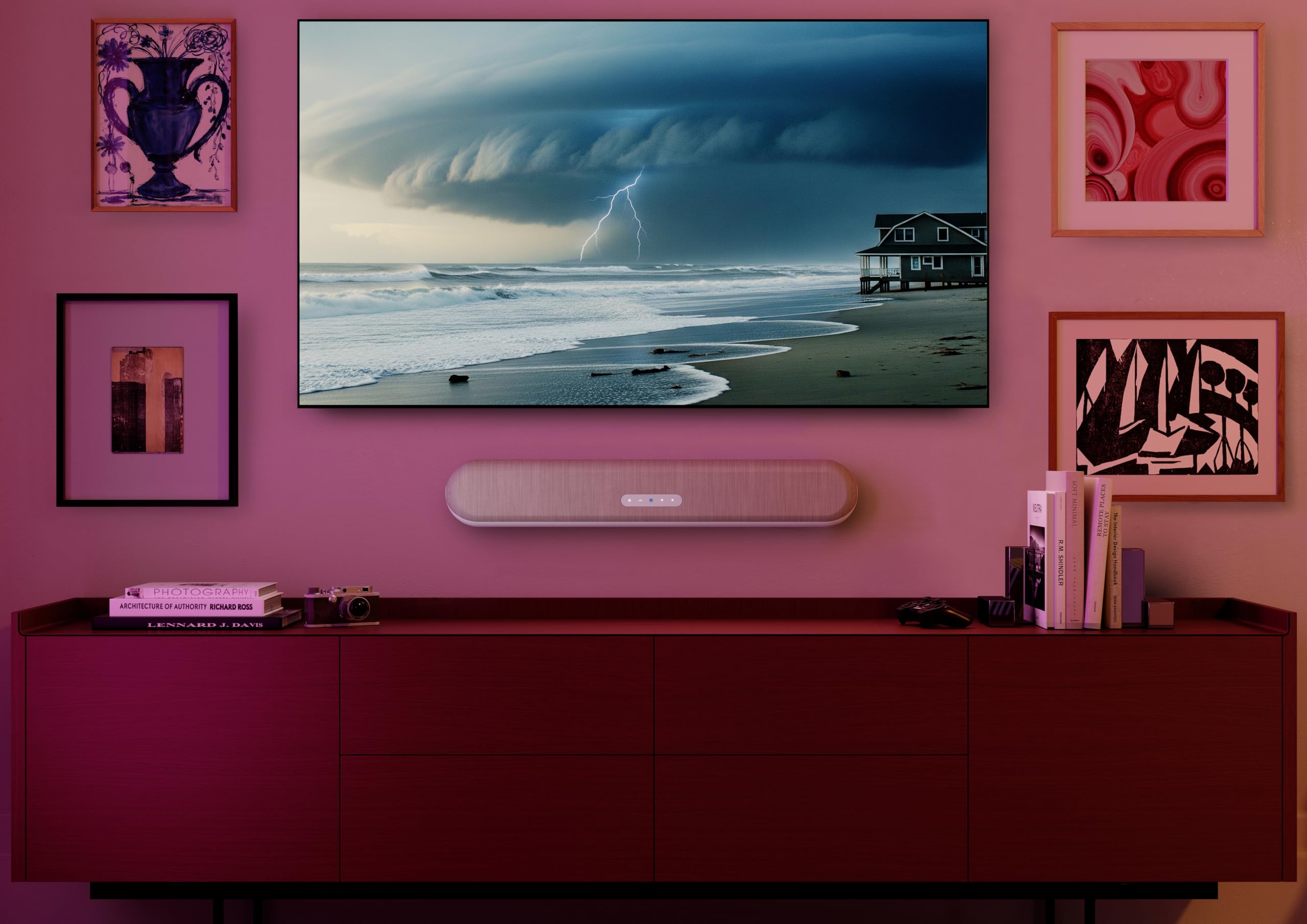 Bluesound Pulse Cinema Mini, bezprzewodowy soundbar wielopokojowy 2.1 z Dolby Atmos - jasnobrązowy