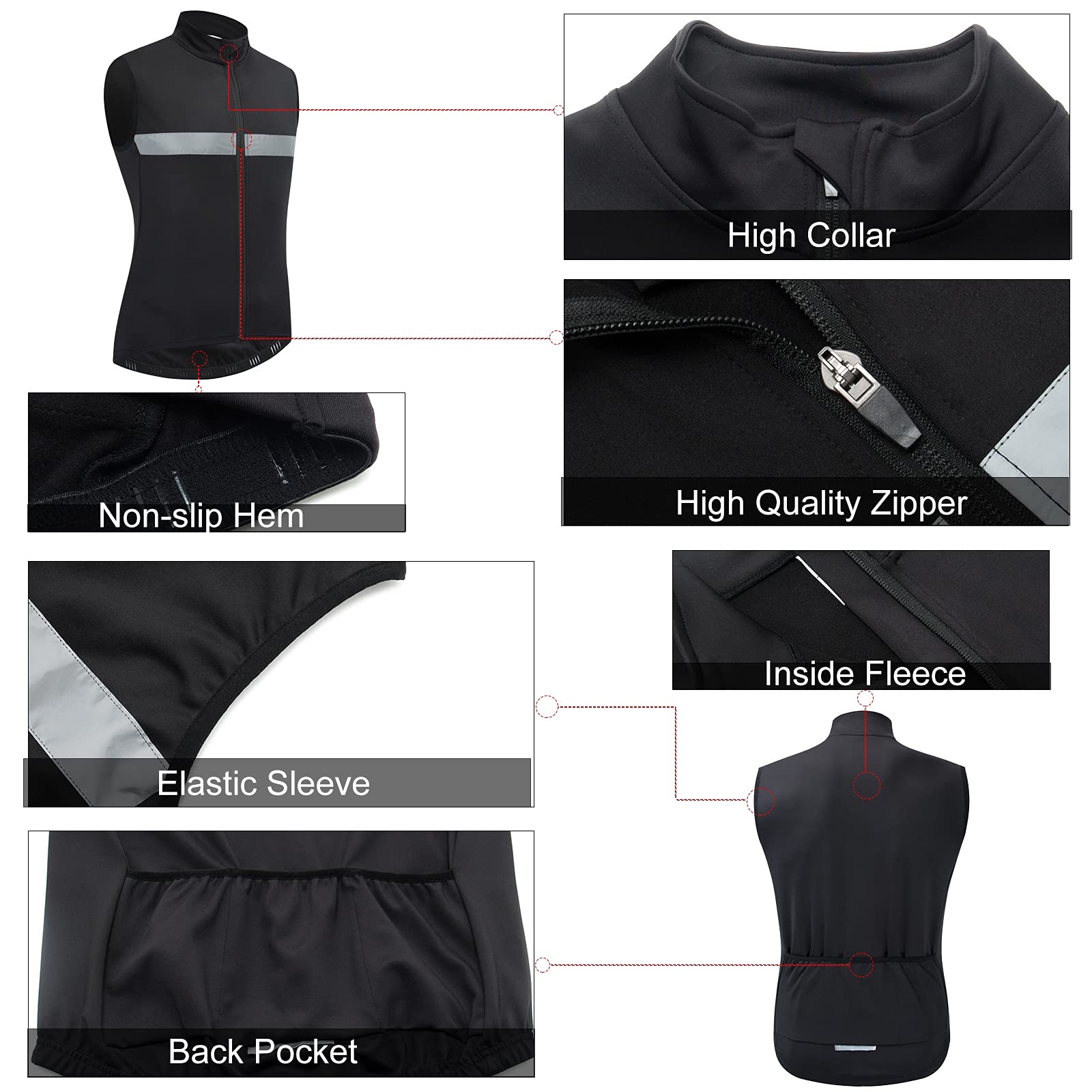 Chaleco de Ciclismo Chaleco de Forro Polar Térmico para Mujer, Chaqueta Reflectante Sin Tirantes de Alta Visibilidad de Invierno Chalecos Correr Lluvia Viento,Azul,L