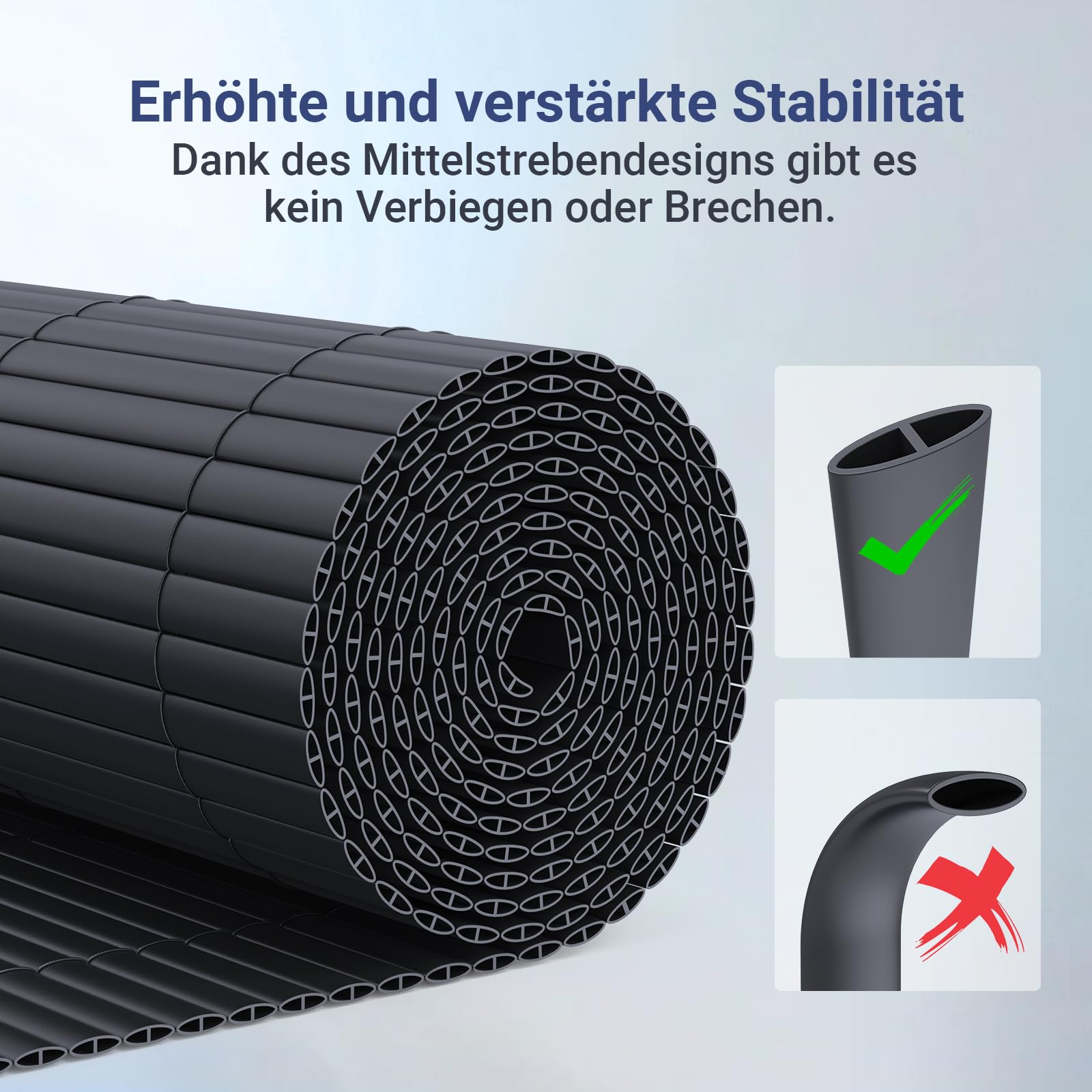 interGo PVC Sichtschutzmatte Sichtschutzzaun Privatsphäre Wetterfest für Garten, Balkon und Terrasse, mit Strukturierte Oberfläche, mit Kabelbindern