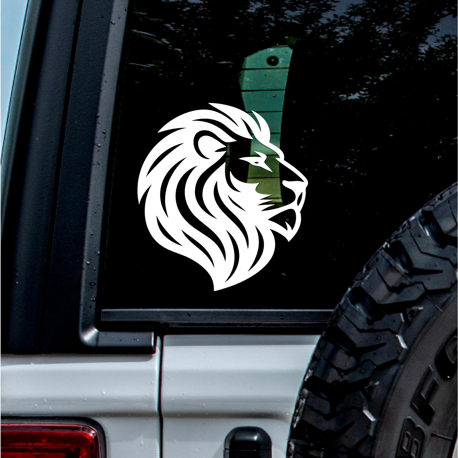 No Background - Waterproof Car Sticker Decal of Majestic Lion Head for Laptops, Water Bottles, Cars, Trucks, Wall Ideal Gift (2 Pcs White, 4.8'' x 5.3'') |K15502WH